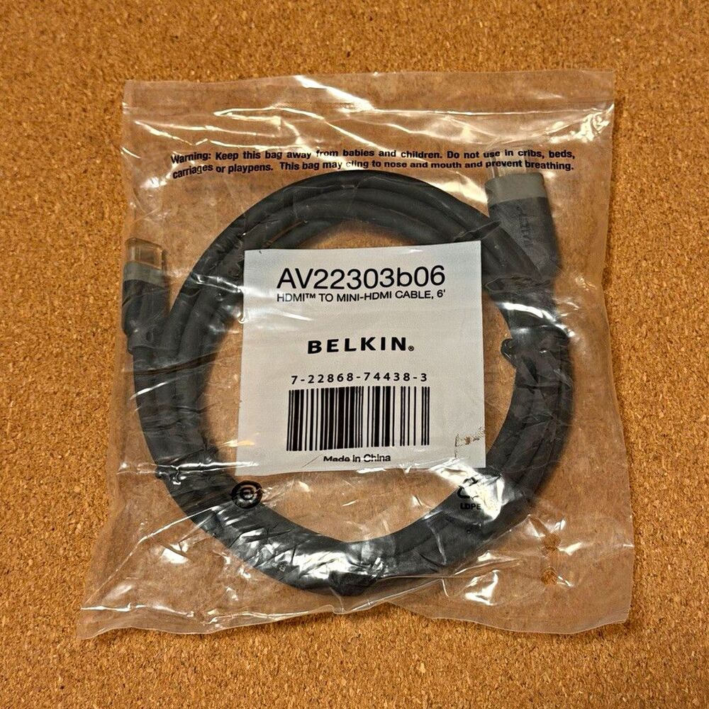 Belkin AV22303b06 HDMI to Mini HDMI Cable, 6 ft Black, HDMI-M to Mini-M